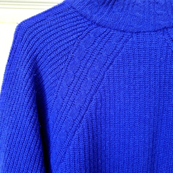 Talbots Women's S Blue Long Raglan Sleeve High Neck Lambswool Blend Sweater - Picture 5 of 7